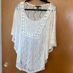 White Lace Poncho Shell Top Style and Co XL